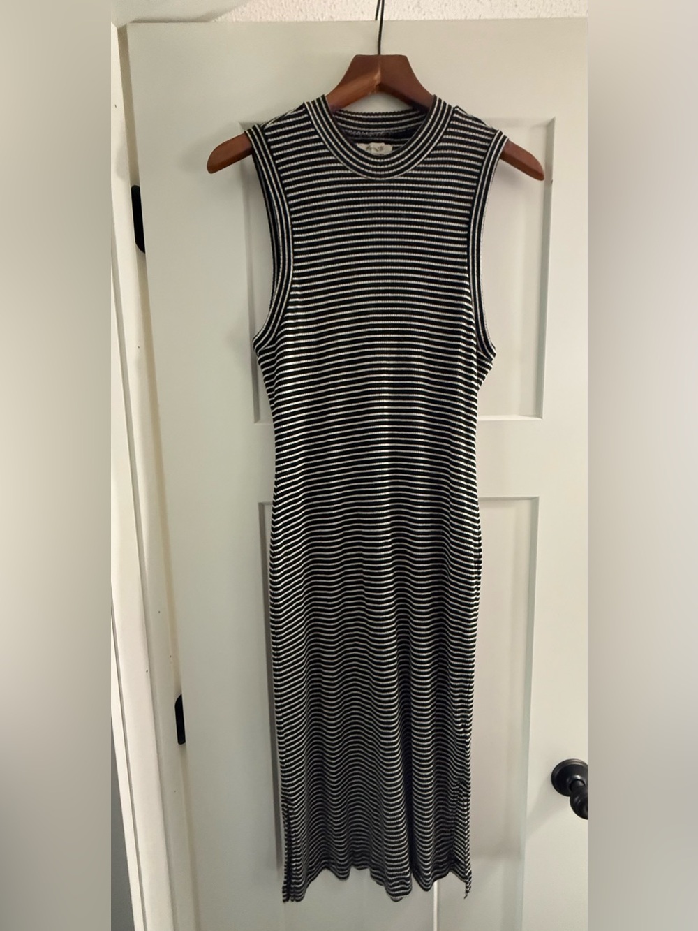 Madewell Black and White Striped Maxi Dress